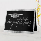 卒業エレガント祝い銀フェイク賞 カード (黄色い花)