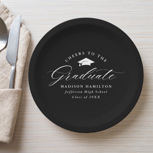 卒業エレガント者に対する白黒応援 ペーパープレート