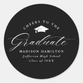 卒業エレガント者に対する白黒応援 ラウンドシール (正面)