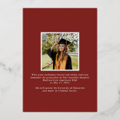 卒業エレガント者 |フォイル卒業発表 箔招待状 (裏面)