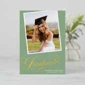 卒業エレガント者 |フォイル卒業発表 箔招待状 (立ち正面)