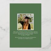 卒業エレガント者 |フォイル卒業発表 箔招待状 (裏面)