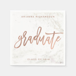 卒業エレガント者 | ホワイトマーブルとフェイクバラ金ゴールド スタンダードカクテルナプキン