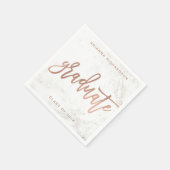 卒業エレガント者 | ホワイトマーブルとフェイクバラ金ゴールド スタンダードカクテルナプキン (角)