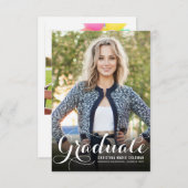 卒業エレガント脚本モダン2写真卒業 案内状 (正面/裏面)