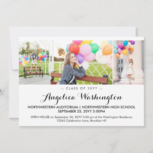 卒業エレガント記モダン録4写真卒業 案内状 (裏面)