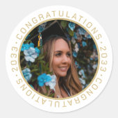 卒業エレガント金ゴールドカスタム写真 ラウンドシール (正面)