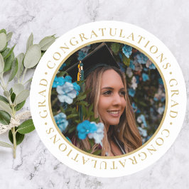 卒業エレガント金ゴールドカスタム写真 ラウンドシール