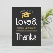 卒業エレガント金ゴールドキャップ感謝していスクリプト写真 サンキューカード (スタンド正面)