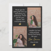 卒業エレガント金ゴールドキャップ感謝していスクリプト写真 サンキューカード (裏面)