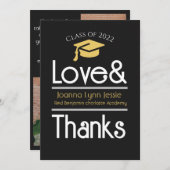 卒業エレガント金ゴールドキャップ感謝していスクリプト写真 サンキューカード (正面/裏面)