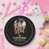 卒業エレガント金ゴールドキャップ感謝していスクリプト写真 ペーパープレート (パーティー)