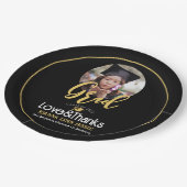 卒業エレガント金ゴールドキャップ感謝していスクリプト写真 ペーパープレート (アングル)