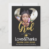 卒業エレガント金ゴールドキャップ感謝していスクリプト写真Th サンキューカード (正面)