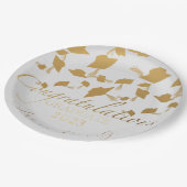 卒業エレガント金ゴールドグラデーションキャップトス紙プレート ペーパープレート (アングル)