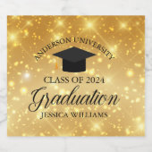 卒業エレガント金ゴールドスパークルカスタムクラス年 スパークリングワインラベル (シングルラベル)