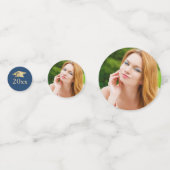 卒業エレガント青金ゴールド写真パーソナライズされた コンフェッティ (裏面)