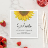 卒業エレガント黄色ひまわり卒業グレー スタンダードランチョンナプキン (インサイチュ)
