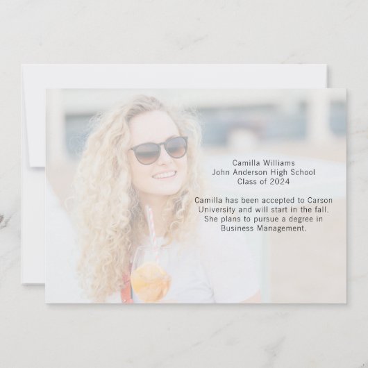 卒業エレガント黒フローリッシュスクリプト卒業 案内状 (裏面)