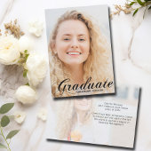 卒業エレガント黒フローリッシュスクリプト卒業 案内状