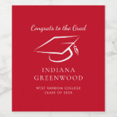 卒業エレガント2025スクリプトレッドお祝い ワインラベル (シングルラベル)