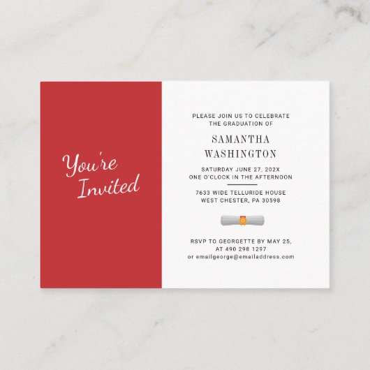 卒業エレガント2025写真パーティの招待状 エンクロージャーカード (裏面)