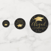 卒業エレガント3枚の写真金ゴールドカスタムカラー コンフェッティ (正面)