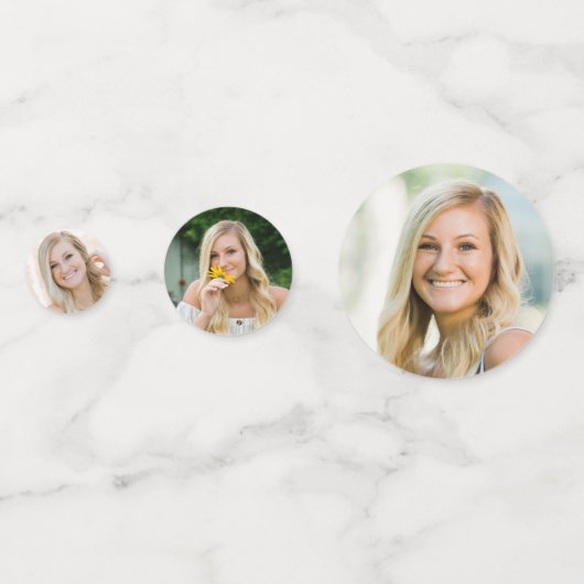 卒業エレガント3枚の写真金ゴールドカスタムカラー コンフェッティ (裏面)