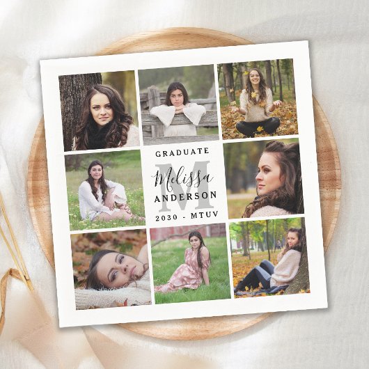 卒業エレガント8パーソナライズされた写真コラージュ スタンダードカクテルナプキン