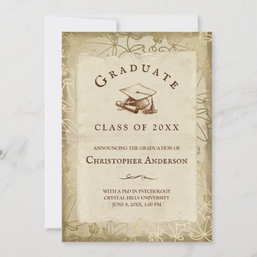 卒業エレガントTan Ivy葉 2023年卒業 案内状 (正面)