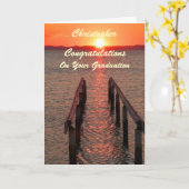 卒業オレンジの夕日おめでとう カード (黄色い花)