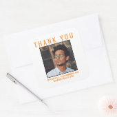 卒業オレンジブラックの写真カスタムありがとう スクエアシール (封筒)