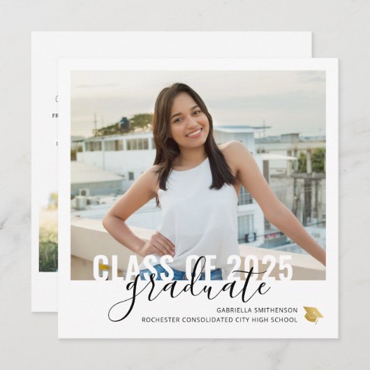 卒業オープンハウススクエア招待状カード 案内状 (正面/裏面)