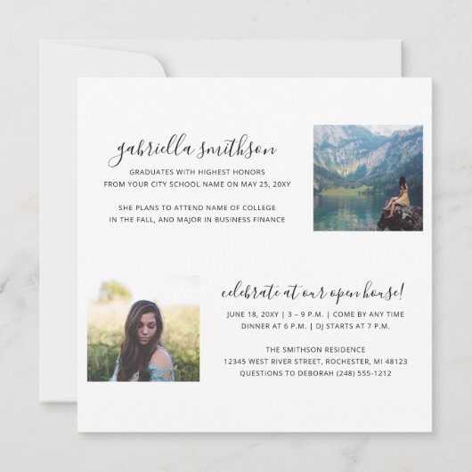 卒業オープンハウススクエア招待状カード 案内状 (裏面)