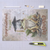 卒業カエルの水色 薄葉紙 (クラフト)