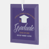 卒業カスタムグリーン金ゴールド卒業式クリスマス ガラスオーナメント (正面左)