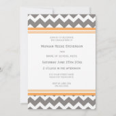 卒業カスタムパーティー招待状オレンジシェブロン 招待状 (裏面)