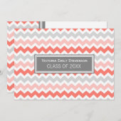 卒業カスタムパーティー招待状サンゴシェブロン 招待状 (正面/裏面)