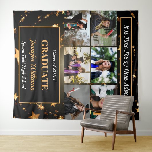 卒業カスタムフォトコラージュ 名前 クラス 年度 タペストリー (インサイチュ(横))