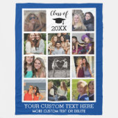 卒業カスタム写真コラージブルー フリースブランケット (正面)