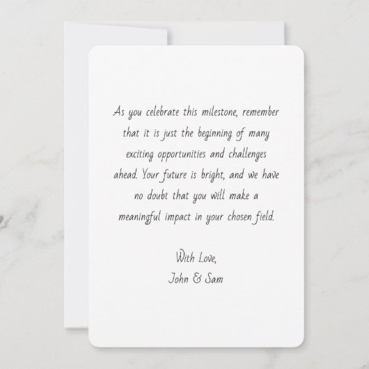 卒業カスタム記念写真ブラックモダン大学院 (裏面)