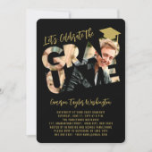 卒業カッコいい切り出しモダン卒業写真パーティー 招待状 (正面)