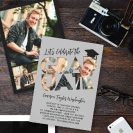 卒業カッコいい切り出しモダン卒業写真パーティー 招待状