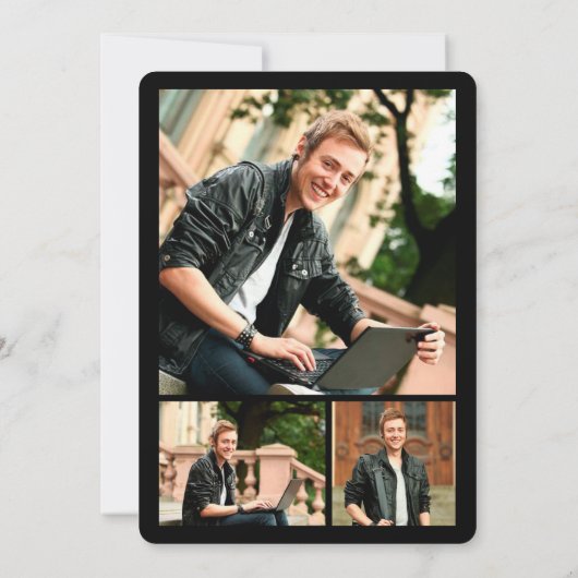 卒業カッコいい切り出しモダン卒業写真パーティー 招待状 (裏面)