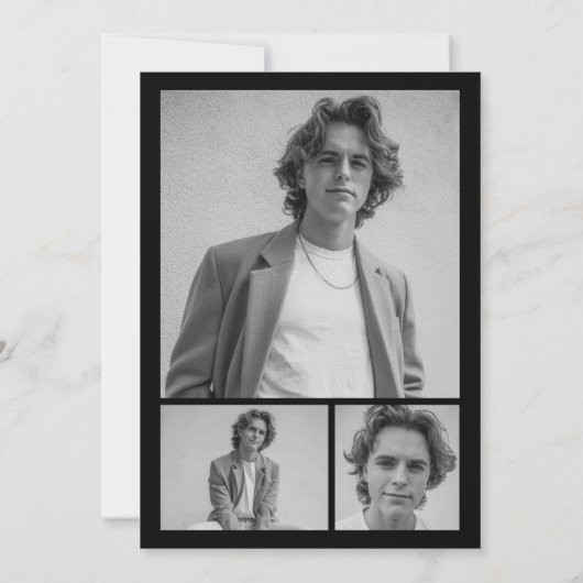 卒業カッコいい切り出しモダン卒業写真パーティー 招待状 (裏面)