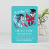 卒業カッコいい切り出し写真モダン卒業会 招待状 (スタンド正面)