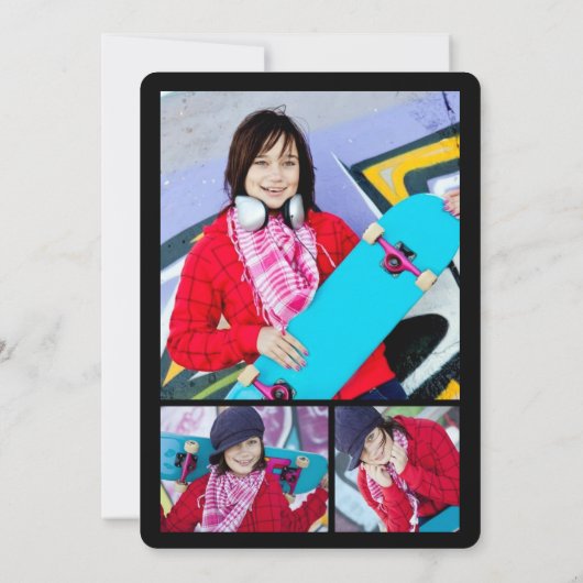 卒業カッコいい切り出し写真モダン卒業会 招待状 (裏面)