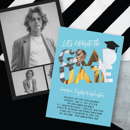 卒業カッコいい切り出し写真モダン卒業会 招待状