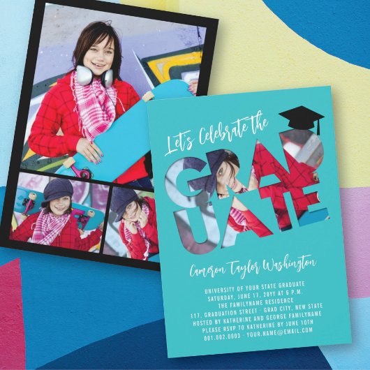 卒業カッコいい切り出し写真モダン卒業会 招待状