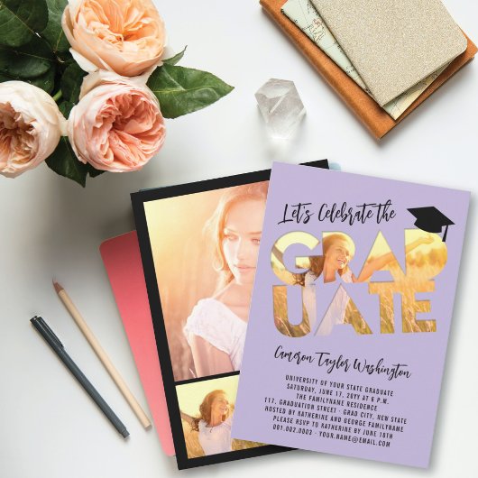 卒業カッコいい切り出し写真モダン卒業会 招待状